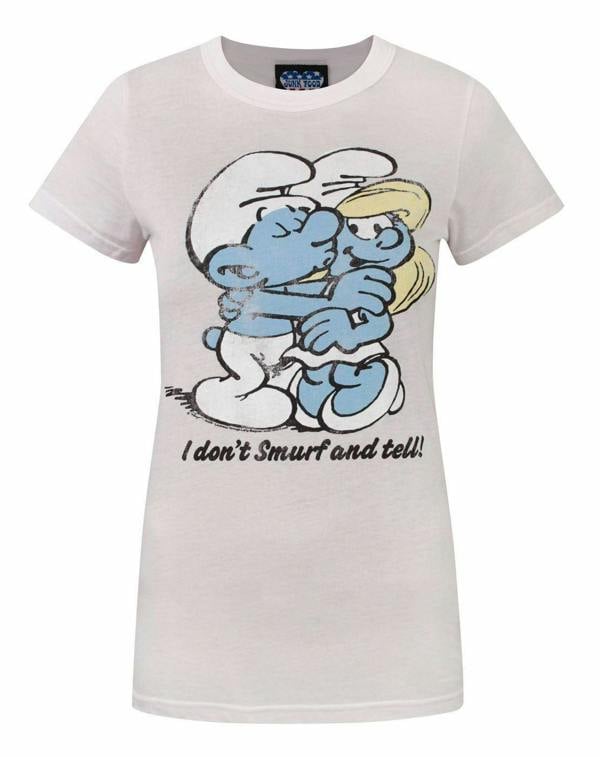 Junk Food Clothing Womens Pink Smurfs Short Sleeved T-Shirt