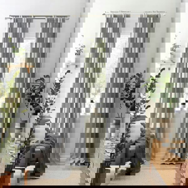 Grey Eyelet Total Blackout Thermal Curtains  - 66 x 72 Inch Drop - 2 Panel Image 5