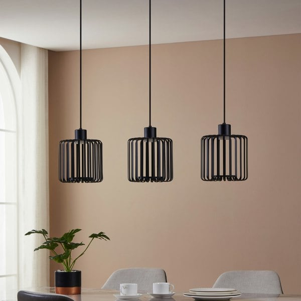 EGLO Ginestrone-Z Black Steel RGB 3-Light Pendant Light