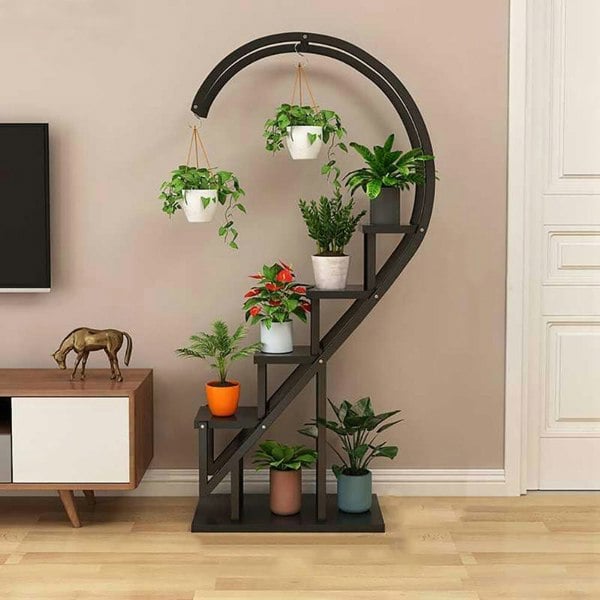 Creative Curved 4 Tier Plant Stand Bonsai Display Shelf Shelves & Racks Living and Home Black