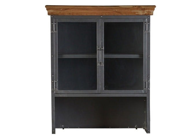 IH Design Dunphy Industrial Wood & Metal 2 Door Sideboard Hutch Set