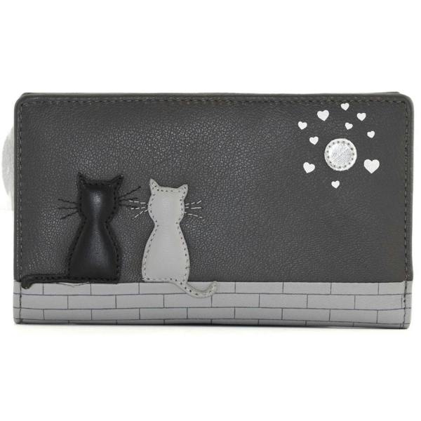 Mala Leather Midnight Cat Appliqué RFID Leather Bifold Purse