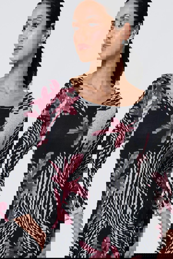 Black | Floral Hanky Hem Tunic Dress