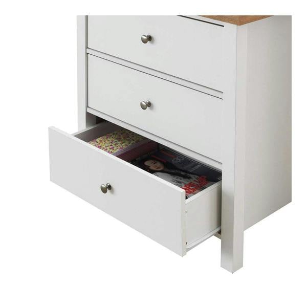 Timber Art Design Astbury 3 Drawer Bedroom Cabinet Chest of Drawers White and Oak