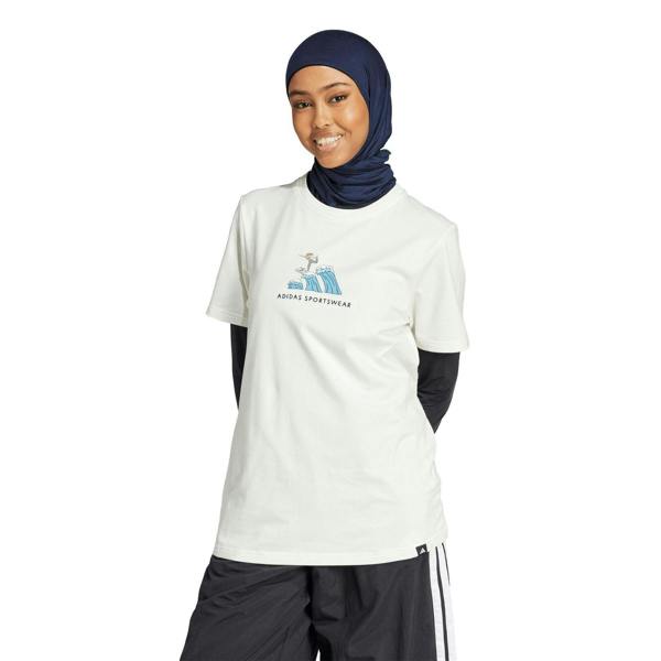 Adidas Womens/Ladies Doodle Surf T-Shirt - Off White - 