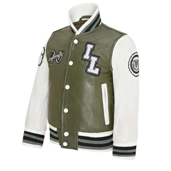 Infinity Leather Kids Letterman Leather Varsity College Bomber Jacket 3-13 yrs