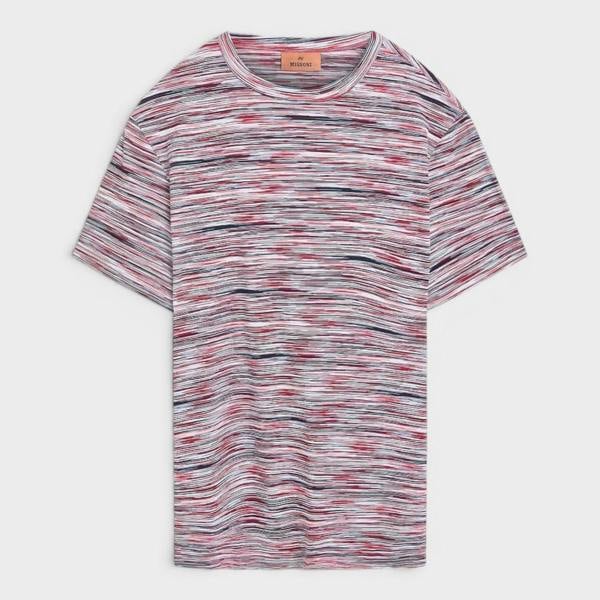 Missoni Space-Dyed Cotton T-Shirt Red Blue
