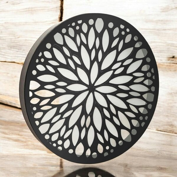 EDH Door Hardware Metal Abstract Flower Solar Wall Panel – 40 x 40 x 5 CM | Solar-Powered Outdoor Wall Art | Metal Garden Panel