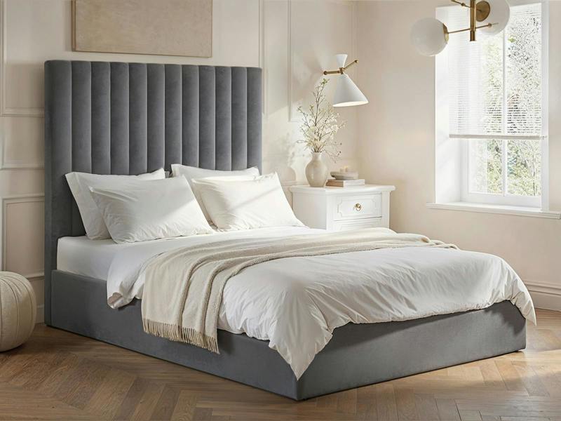 Everley Ottoman Bed Grey Velvet