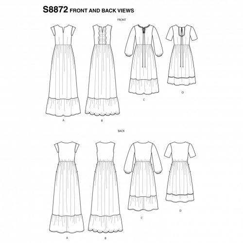 Simplicity Sewing Pattern 8872, Dresses for Women, D5 (4-6-8-10-12) - Intermediate