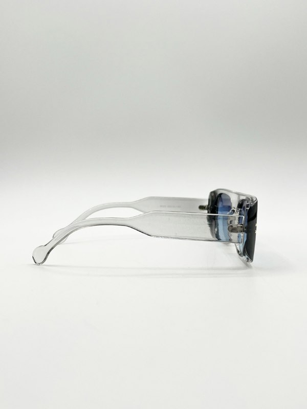 SVNX Flat Top Oval Sunglasses in Grey-Blue