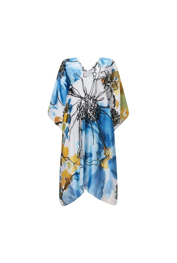 James Lakeland Blue Floral Sketch Kaftan