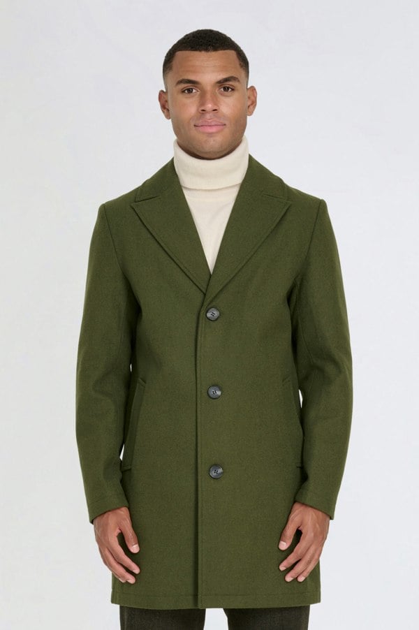 Harry Brown London Josh Wool Melton Overcoat - Khaki