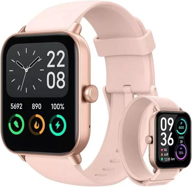 ATEK 1.8 Inch Smart Watch Alexa Calls Fitness Heart Rate Pink