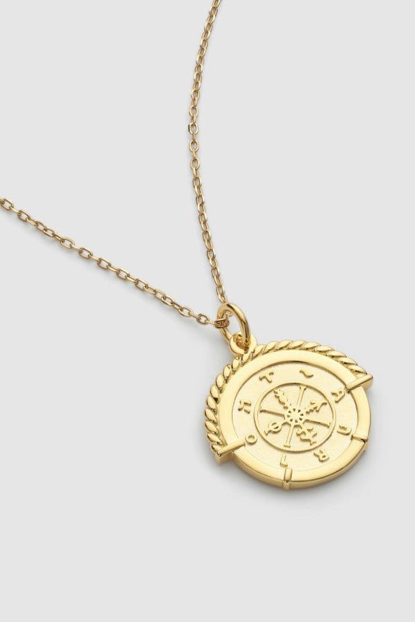 Chunky Rope Framed Gold Wheel of Fortune Necklace - Necklaces - Elk & Bloom