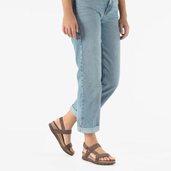 Panama Jack Women's Wedge Stone Grey Suede Leather Sandals - Selma B18