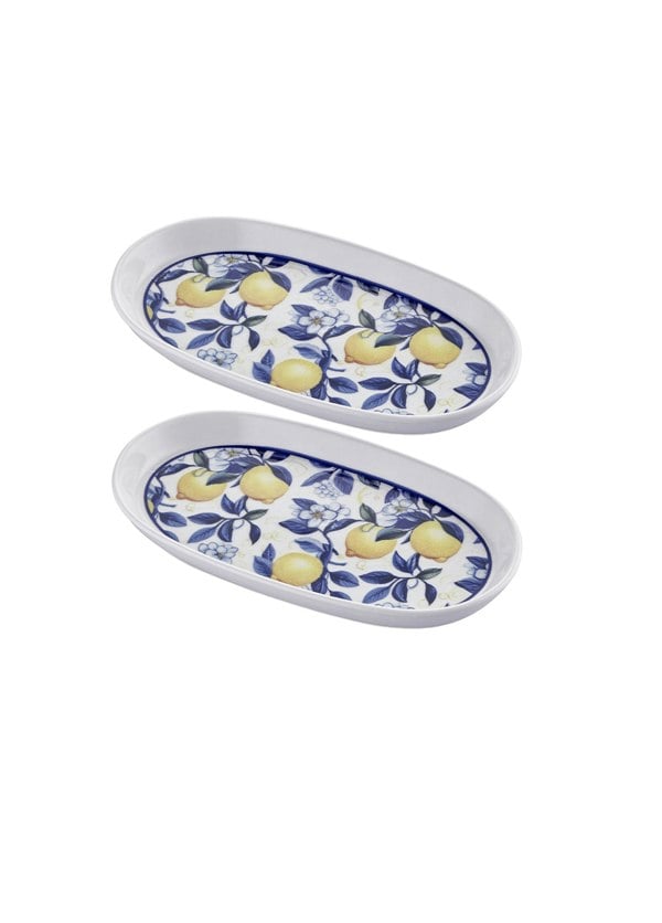 Rozi Odore Di Limone Collection Oval Serving Platter, Set of 2 (26 x 14 cm)