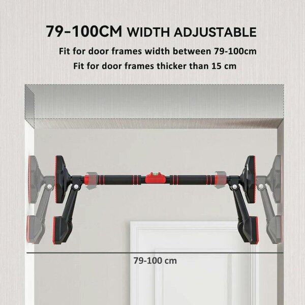 Pull up Bar Doorway 79-100cm, No Screw Chin up Bar 225kg Capacity, with Level Gauge, Triangle Support, for Home Workout