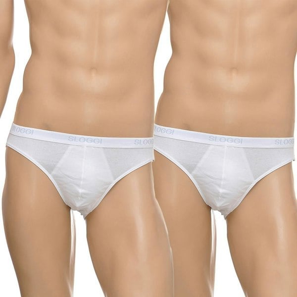 Sloggi - 2 - Pack Basic Men's Mini Briefs, White - Boxers - and - Briefs.net