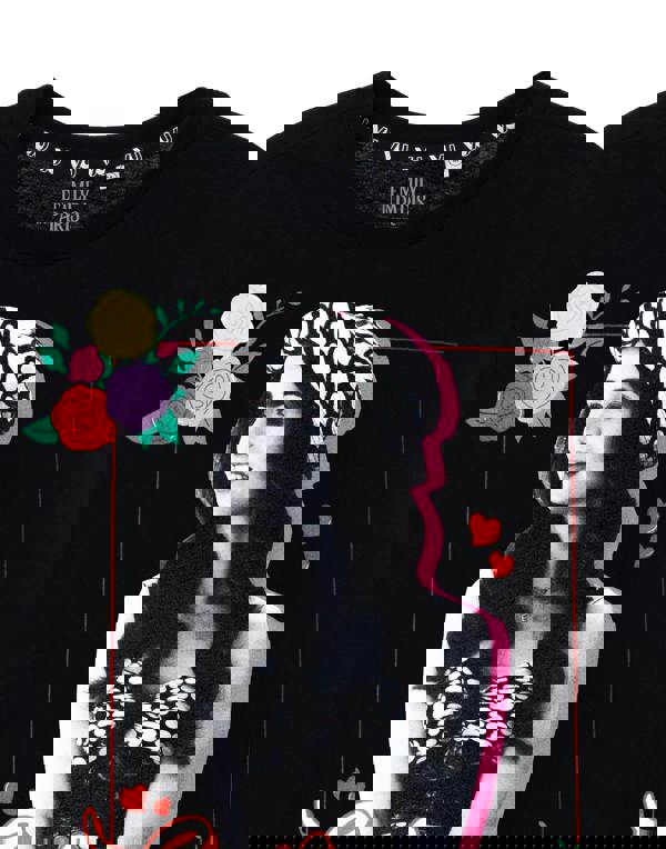 Emily In Paris Womens Black Floral Short Sleeved T-Shirt