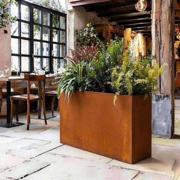Nicoman Galvanised Steel Trough Metal Planter 90cm x 82cm - Pre-Rusted
