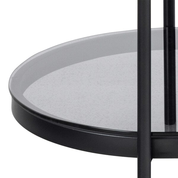 Wyld Haus Featheroak Grey Glass Oval Coffee Table Black Metal Legs