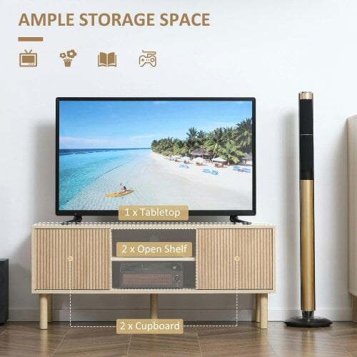 Wyld Haus Rodo Wooden Oak Effect TV Storage Unit With Sliding Door Design