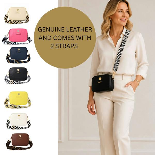 Love EMVY Signature Heart Genuine Leather Mini Crossbody Bag with 2 Adjustable Straps
