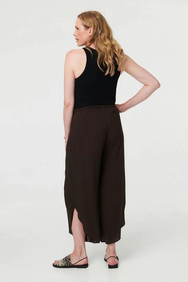 Brown | Layered High Waist Relaxed Wide Trousers