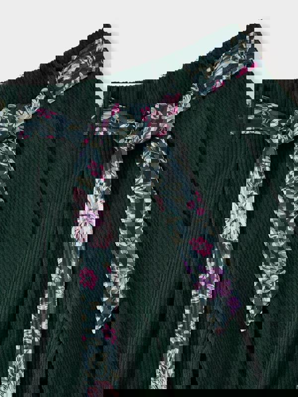 GWD Jade Green Corduroy Culottes with Floral Belt