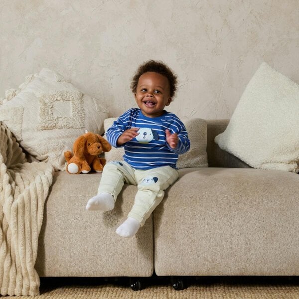 Mini Cuddles Puppy Striped T-shirt (Blue & White)