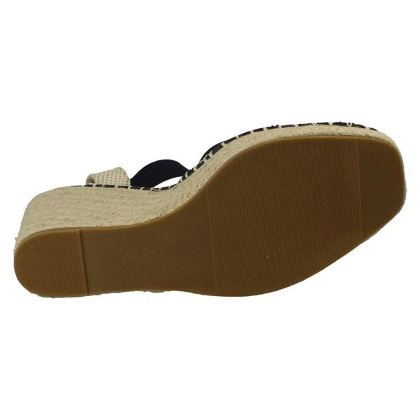 Savannah Ladies Savannah High Wedge Espadrille Slip On Summer Shoes Sandals F2305