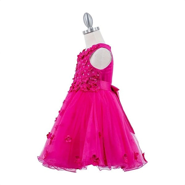 Pretty flower girl dress with embellishments in fuchsia
