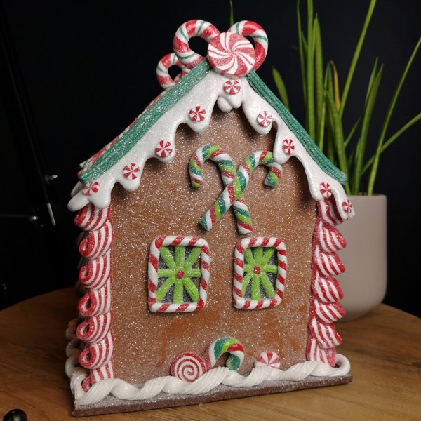 Samuel Alexander 23cm Battery Operated LED Christmas Gingerbread Candy Chalet Decoration