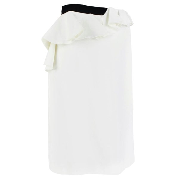 Giambattista Valli white crepe skirt with layered detailing to waistband