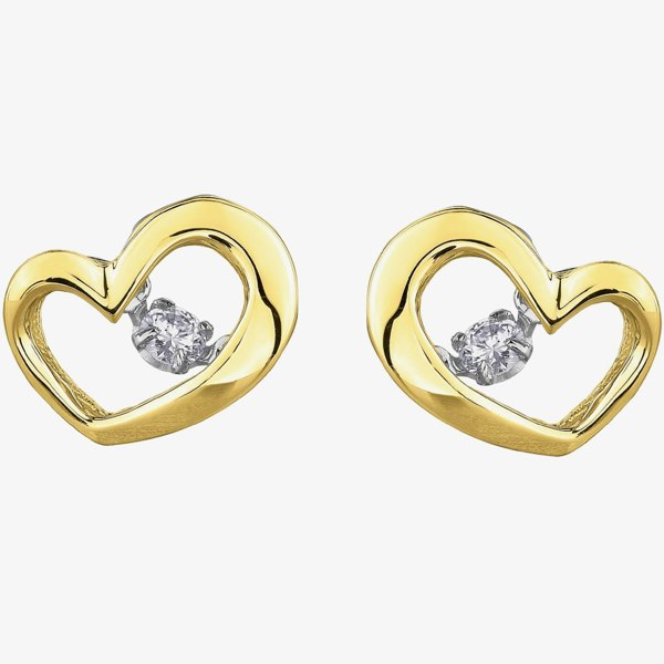 T. H. Baker 9ct Yellow Gold 0.10ct Diamond Heart Stud Earrings E3113YW/10-9