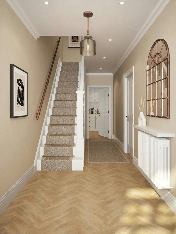 Sambourne Antique Copper Staight Flight Handrail view of hallway
