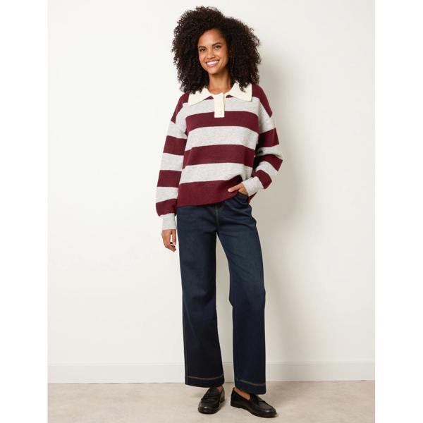 Blue Vanilla Stripe Knit Polo Jumper