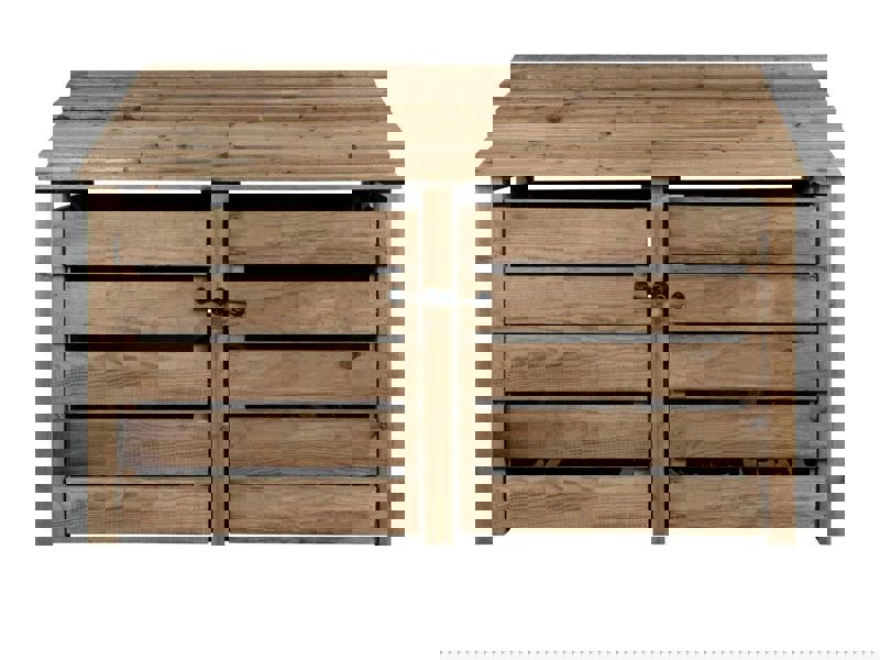 Arbor Garden Solutions Slatted Wooden Log Store with Doors W-187cm, H-126cm or 180cm, D-88cm - Brown Finish