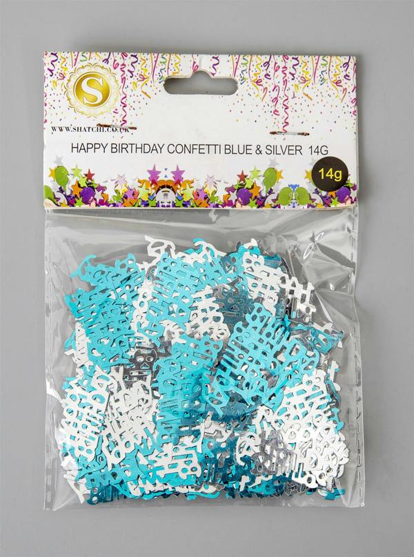 2.9cm Blue and Silver Happy Birthday Confetti Table Scatter for Party Decorations image 2