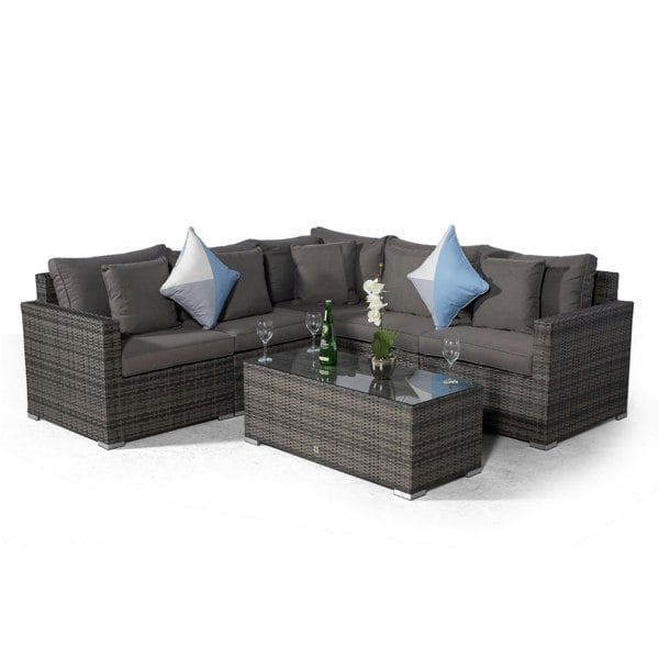 Giardino Havana 5 Seat Outdoor Rattan Corner Sofa Set with Large Coffee Table