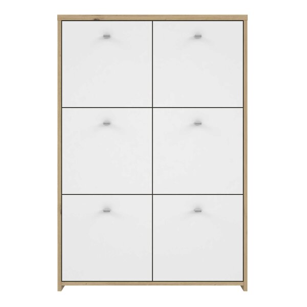 Wyld Haus Willowmere White and Artisan Oak Wood Chest Storage Cabinet 6 Doors