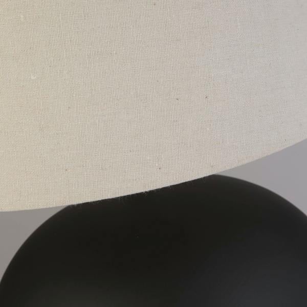 Lighting Collection LARGE BLACK CERAMIC TABLE LAMP WITH LINEN SHADE
