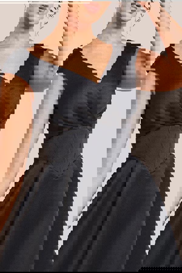 Corset Fit & Flare Mini Dress - Black DR4537