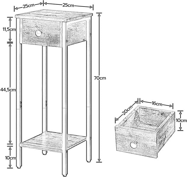 Rafaelo Mobilia Set of 2 Slim Side Tables