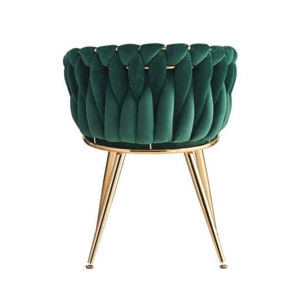 Life Interiors Set of 6 Roma Knot Velvet Armchairs with Gold Metal Legs, Modern Tufted Design for Living Room