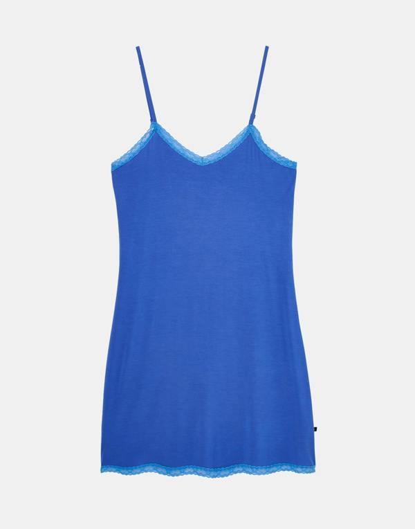 British Boxers Women's Bamboo Lace Strappy Nightdress – Ultra Blue