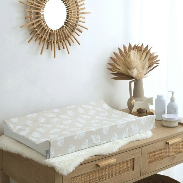 Anti-Roll Changing Mat - Palm Bay (Greige) - The Tiny Bed Company™
