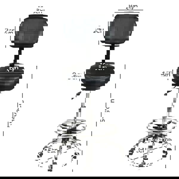 Levede Swivel Drafting Chair Low Back Round Rolling Stool Height Adjustable