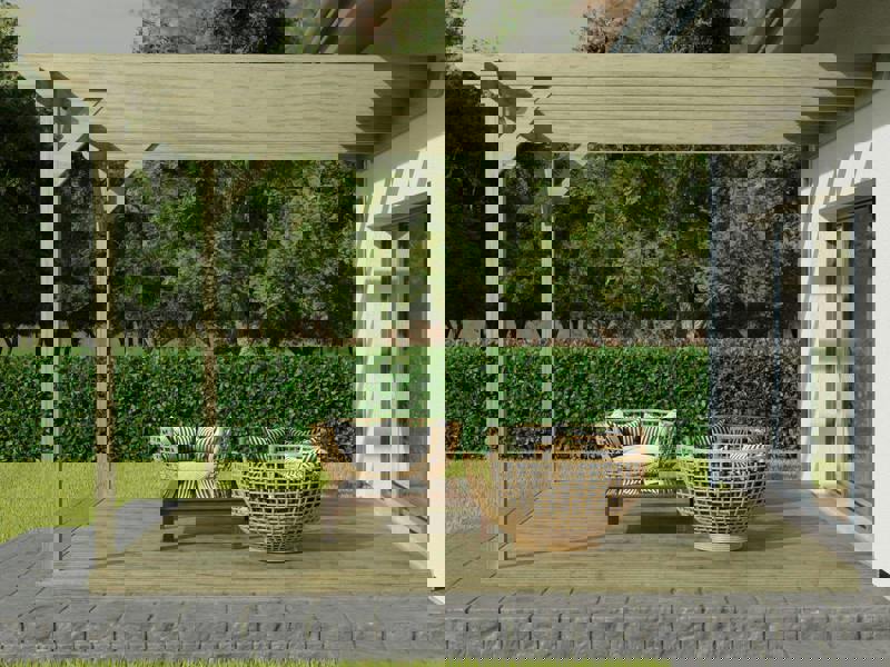 Arbor Garden Solutions Wall Mounted Pergola and Decking Kit Chamfered Design